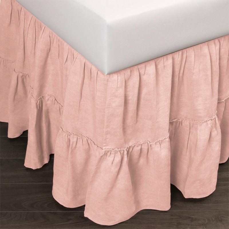 Cappa Linen Pleated Bed Skirt, Twin, Coral