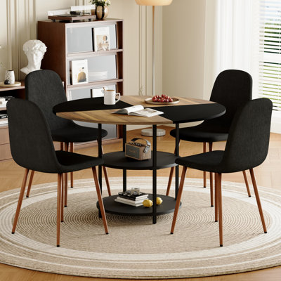 Ensemble de table et de chaises.Une table de salle à manger moderne épissure circulaire de 47,3 pouces de diamètre - avec rangement double couche.