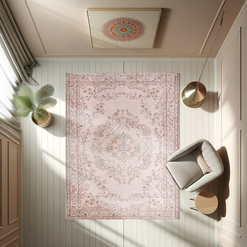Tapis beige à motif tissé rétro, Rectangle 7 pi 7 po x 10 pi 10 po