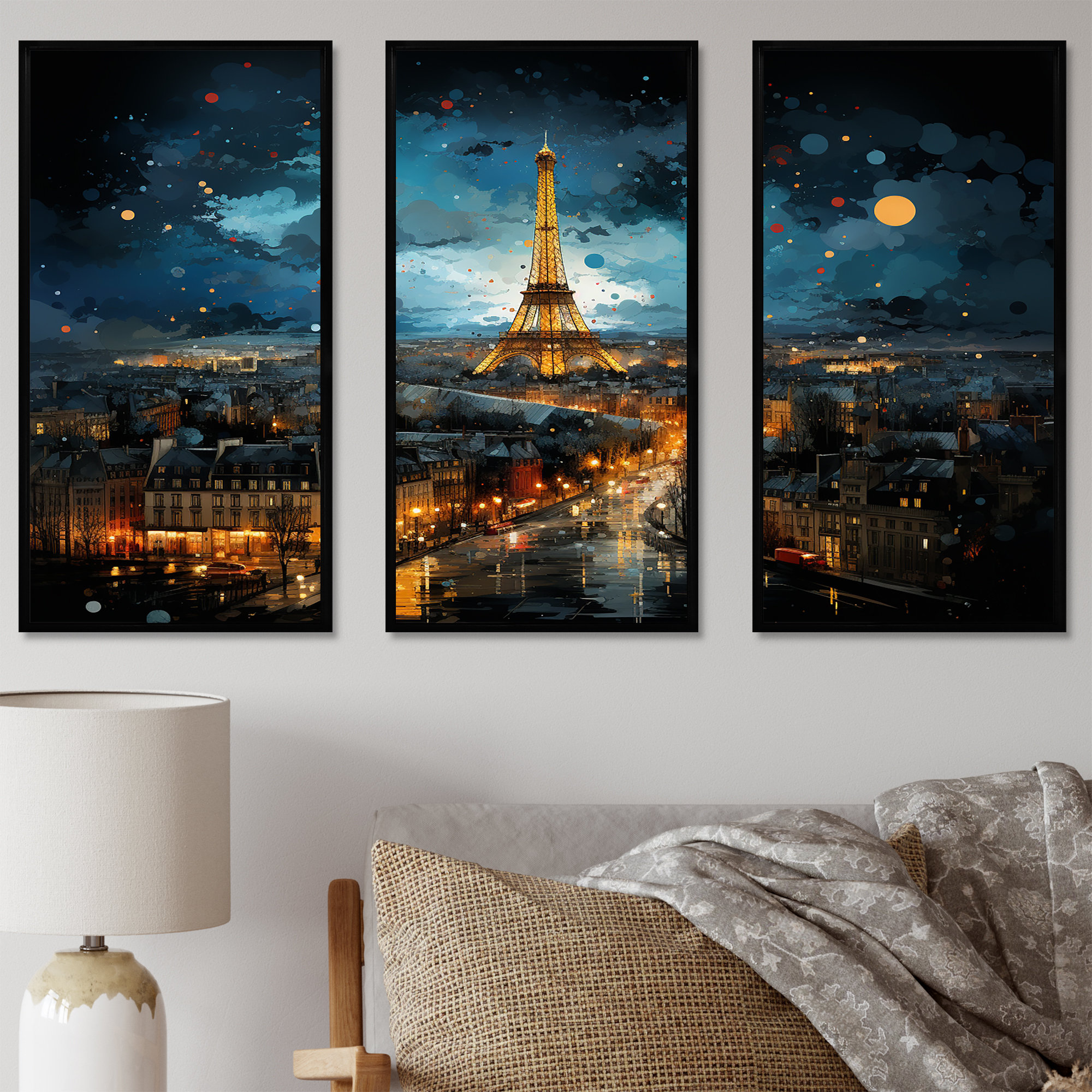 Lark Manor Paris Night Views Of The Eiffel Tower - City Paris Wall Art ...
