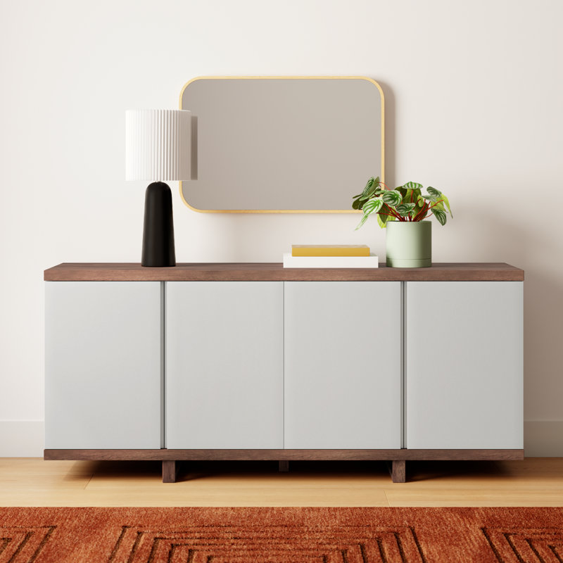 Pemberley 71'' Solid Wood Sideboard, Nogal/Off White