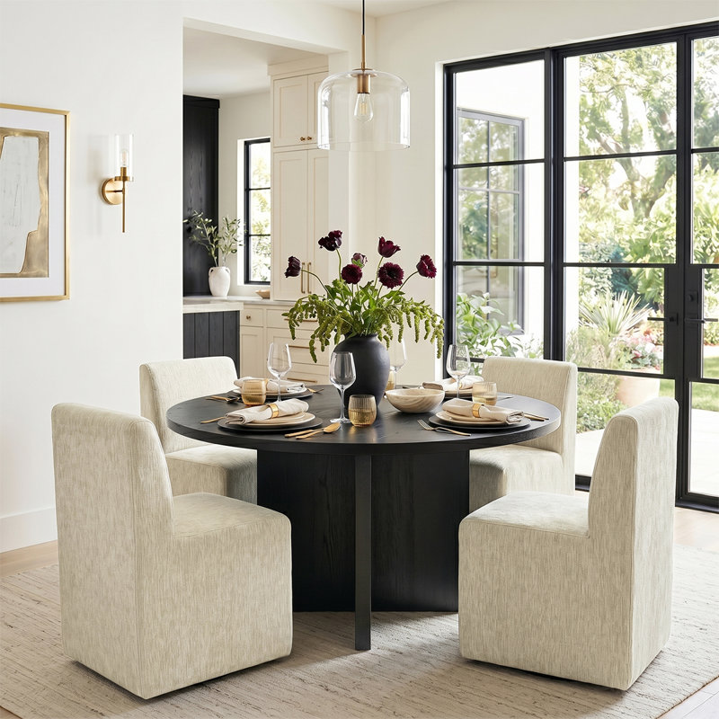 Ensemble de table de salle à manger 5 pièces avec chaises rembourrées entièrement assemblées sur roulettes, Gruau