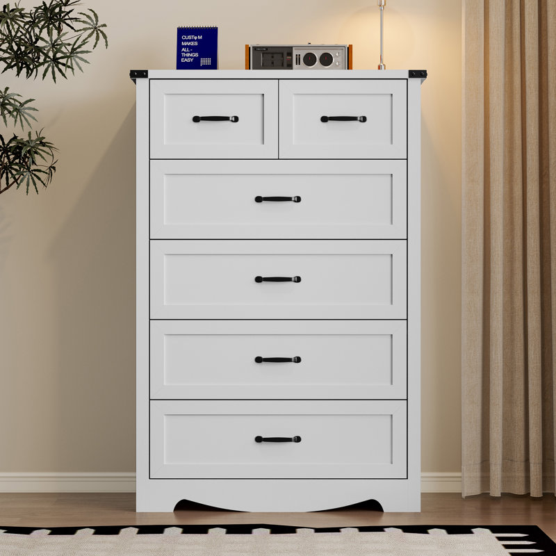 Tall 6-Drawer Dresser for Bedroom, Modern Wooden Chest of Drawers with Metal Handles, Anti-Tipping Design, Sturdy and Stable Storage Organizer for Living Room, Entryway, Home Office