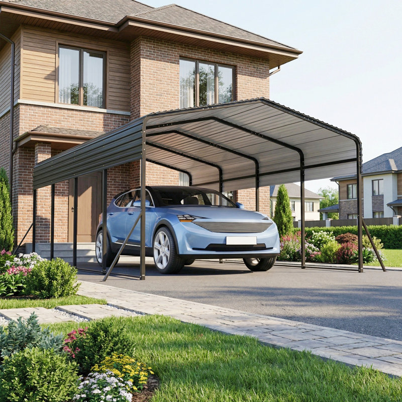 13 Ft.W x 20 Ft.D Heavy Duty Metal Carport with Galvanized Steel Hardtop Roof, Outdoor Garage Shelter for Vehicle, Boat or RV