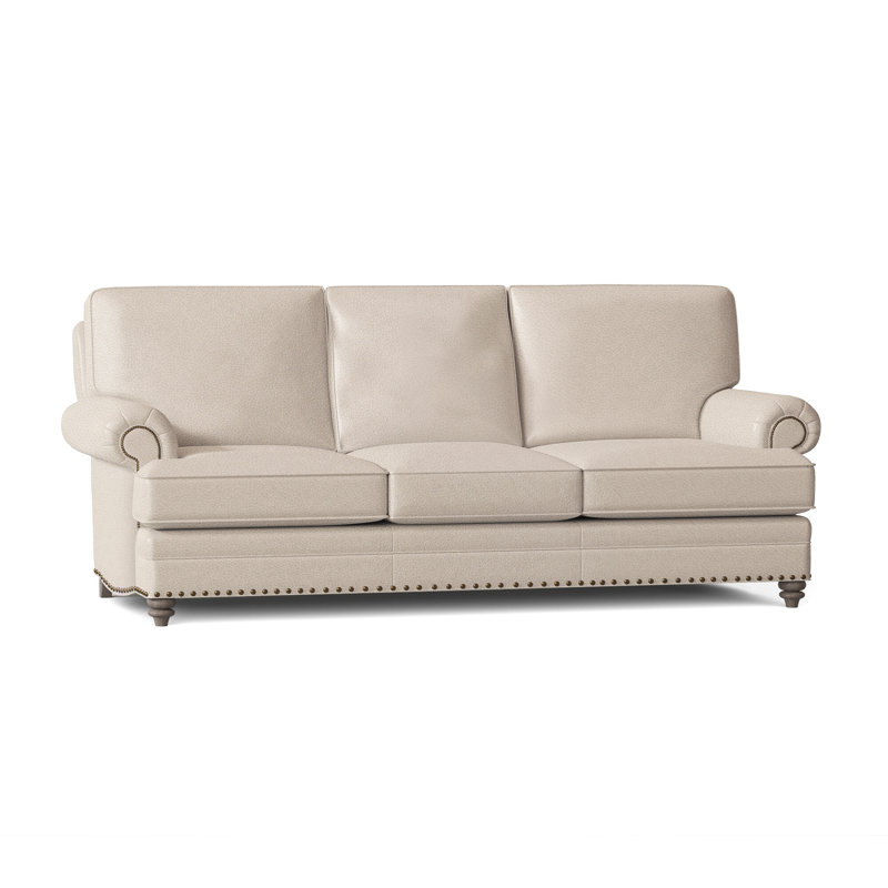 Carrado Leather Sofa, Anilina Hunter Genuine Leather, Stone, French Natural