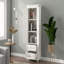 Grande armoire de rangement avec deux tiroirs pour salle de bain / bureau, blanc