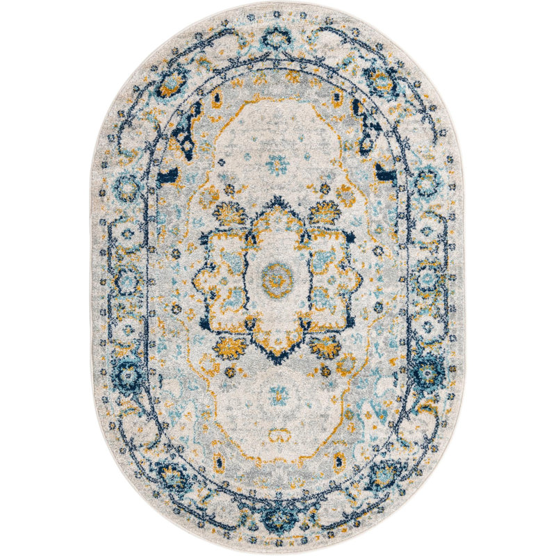 Ikat Indoor Rug, Oval 4' x 6'