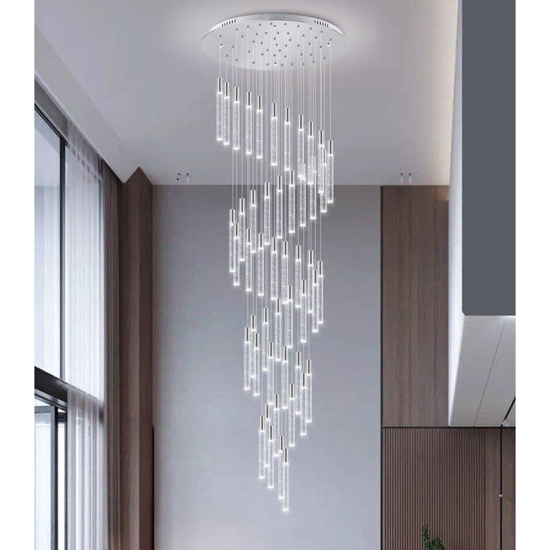 Lustre en cristal, Argent argent, 48, H 236 po x l 31,5 po x P 31,5 po