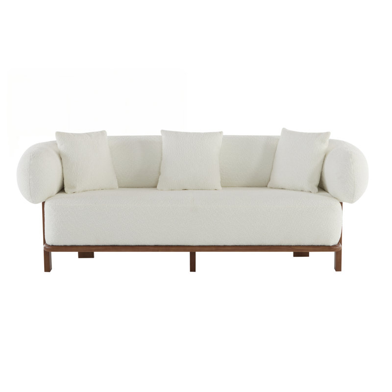 Canapé rond incurvé à accoudoirs arrondis beige avec design ergonomique et support confortable pour la vie moderne, Beige