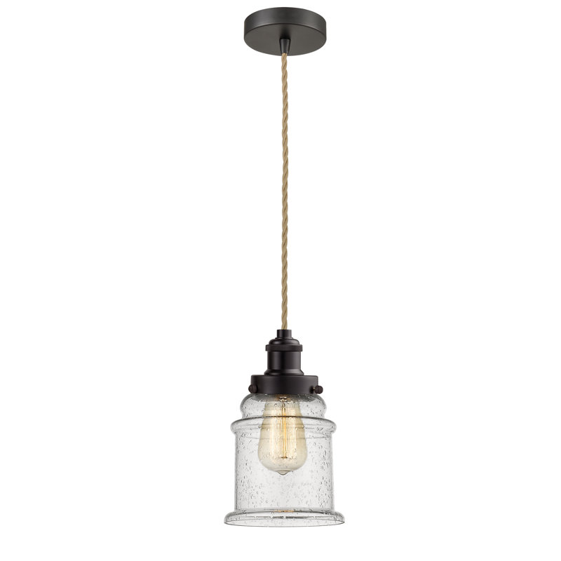 Luminaire suspendu en forme de cloche à 1 lumière Waterville, Bronze huilé