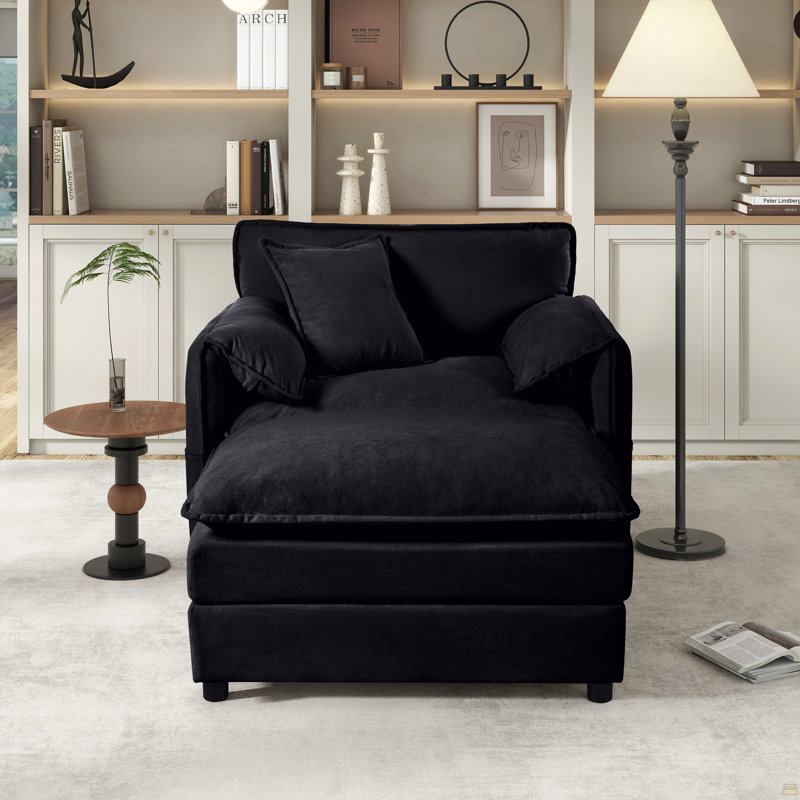 Fauteuil inclinable surdimensionné de 57,48 po avec repose-pieds mobile, Noir