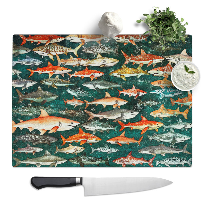 Shark Pattern Vol.2  Glass Chopping Board