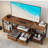 Entertainment Centre And Industrial TV Console Table With Open Storage