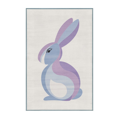 Soft Plush Faning Easter Modern & Contemporary Abstract Area Rug in Gray – SkyBlue Binding
