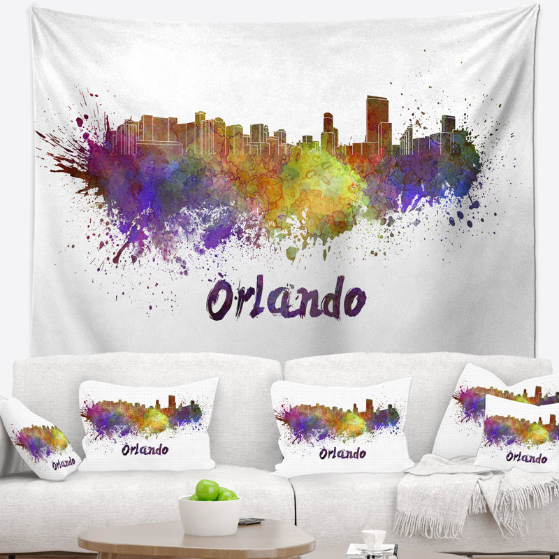 Orlando skyline tapisserie Cityscape, H 32 po x l 39 po