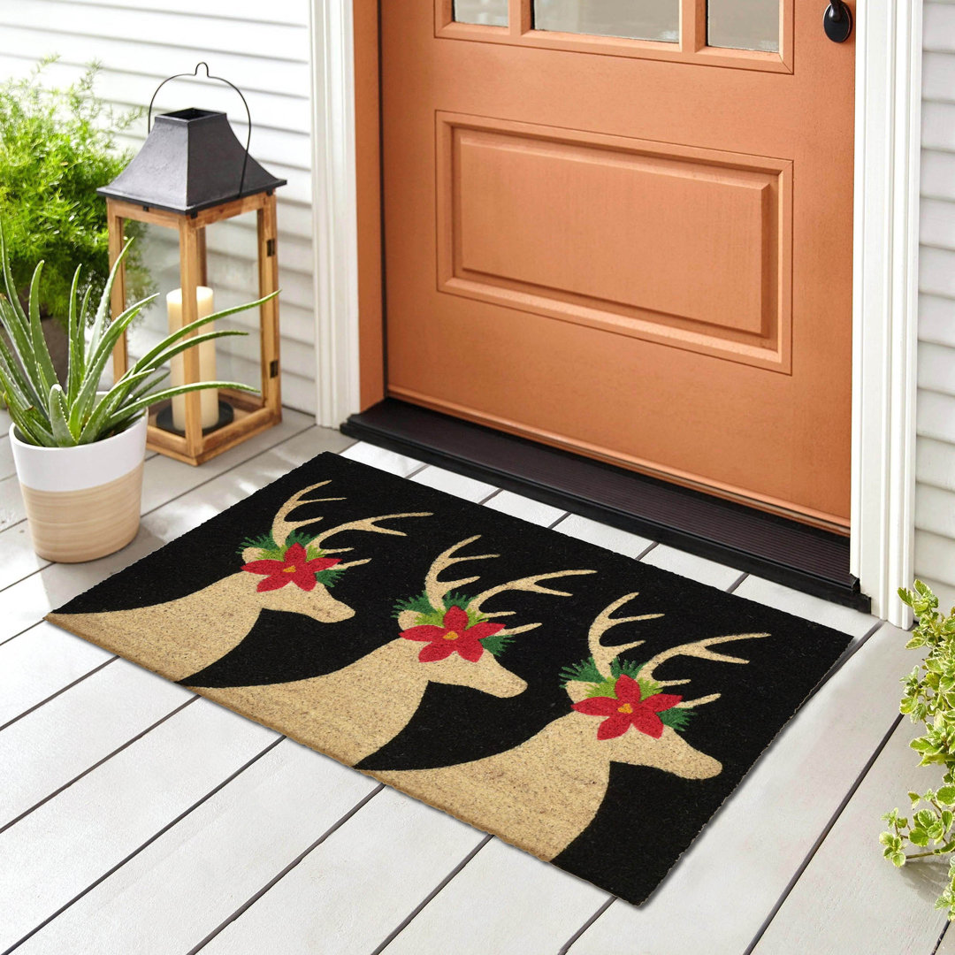 Fluellen Non-Slip Christmas Outdoor Doormat Freeport Park®