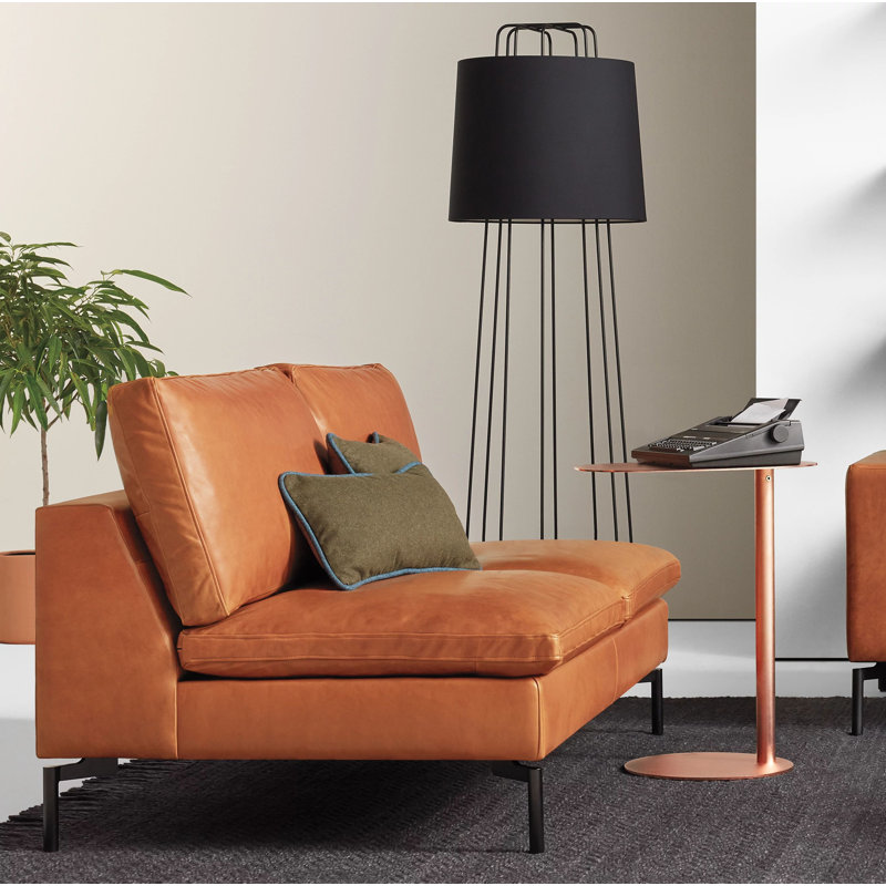 New Standard Loveseat, Toffee Genuine Leather, Black