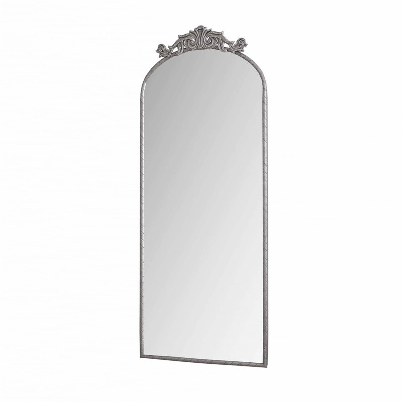 58"x24" Arched Full Body Mirror,Hanging Wall Mounted Mirror, Antique Silver