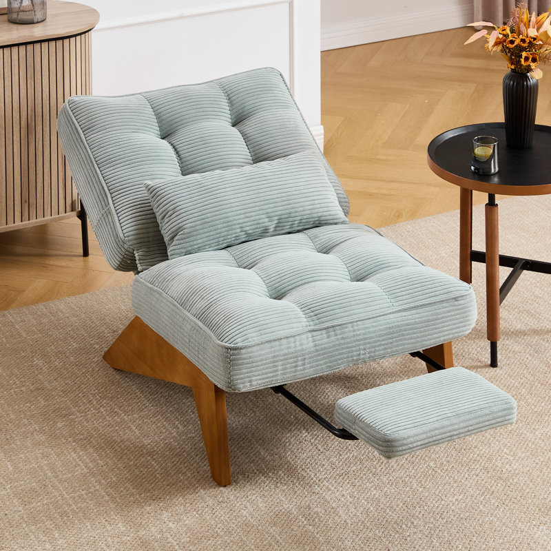 Corduroy Accent Chair with Adjustable Backrest,Reclining Chair For Reading Room,Living Room,Apartment, Office-Mint Green