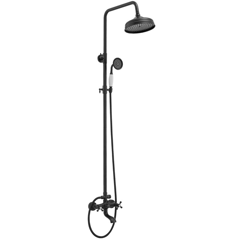 VIBRANTBATH  Matte Black 7.8 Waterfall Dual Head Shower Faucet Bar System with 2-way Diverter ( Ceramic Disc Valve Included )