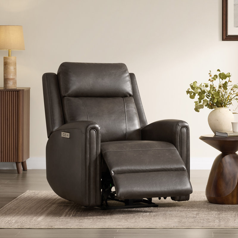 Zero Wall Vegan Leather Power Recliner, Chocolate