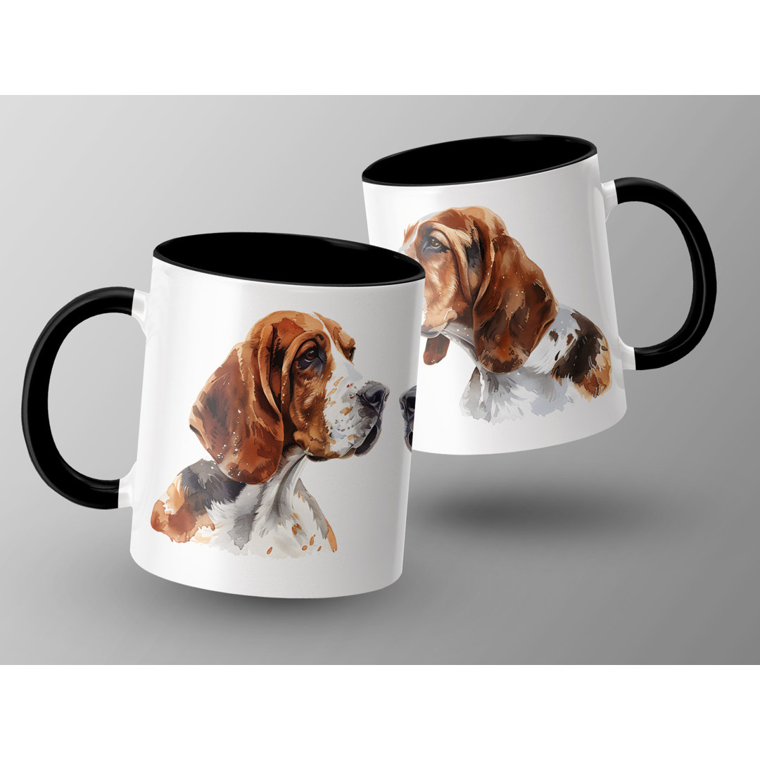 Watercolor Basset Hound Design 11oz Coffee Mug