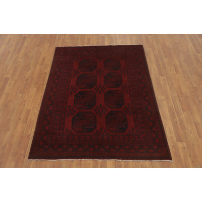 Tribal Red Oriental Afghan Rug 5x6