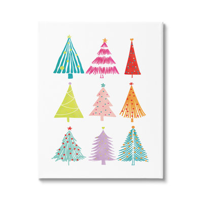 «Varied Fun Christmas Trees», impression sur toile