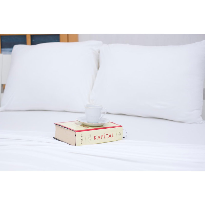 Taies d'oreiller en jersey 100% coton, Taies d'oreiller pour grand lit, Blanc