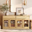Armoire d'appoint moderne avec 2 portes en verre et tiroir, commode d'appoint multifonctionnelle avec grand rangement et tablette réglable-332504398-470345749