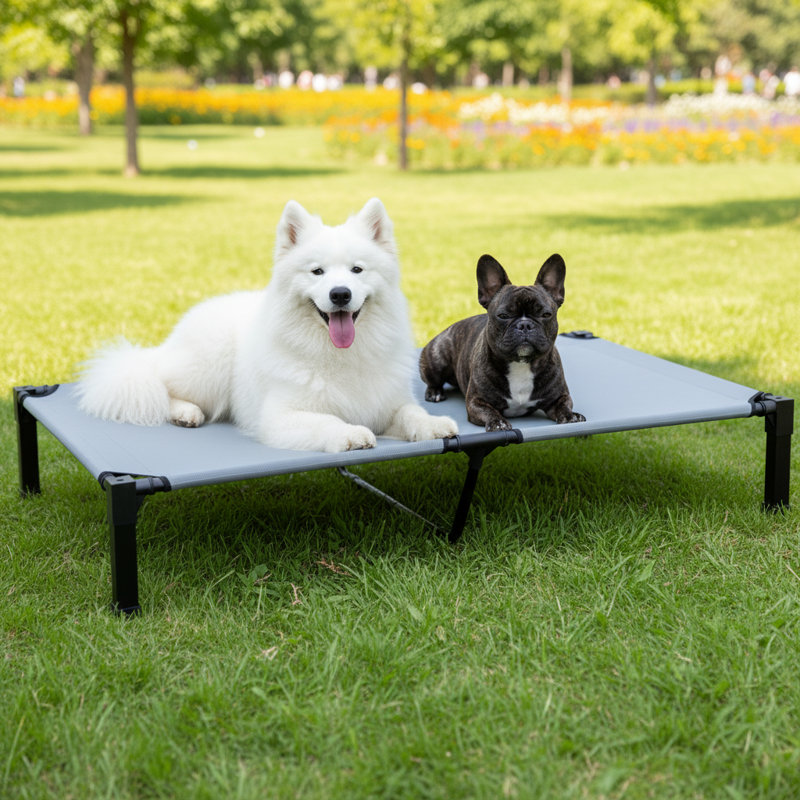 Lit pour chien Cooling Elevated, H 9,3 po x l 60 po x P 36,1 po, Gris
