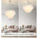 Modern Capiz Shell Chandelier With Adjustable Height, 5-Light Coastal Ceiling Fixture For Living Room, Hallway, Or Foyer