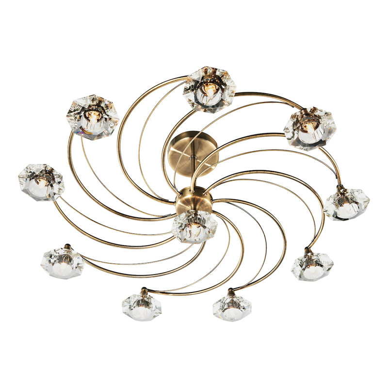 Greenhaw Glass Semi Flush Mount, Antique Brass