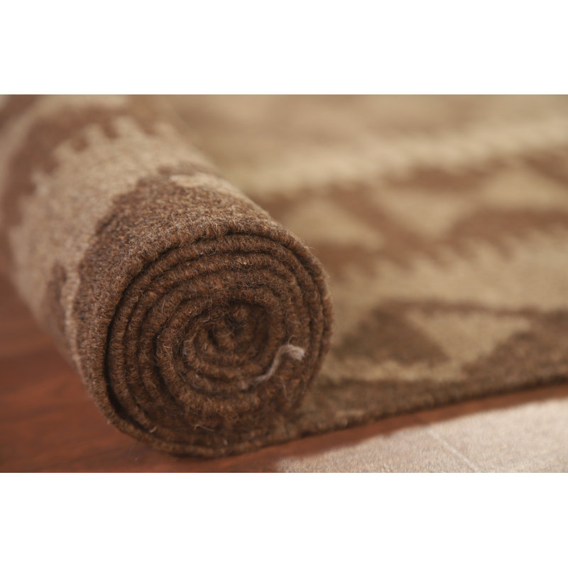 Brown Kilim Reversible Wool Area Rug 5x8