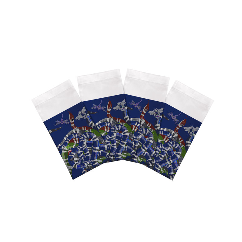 Ouroboros Cotton Sateen Dinner Napkins, Blue