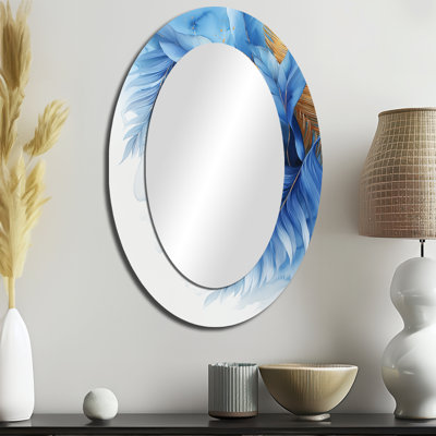 Miroir décoratif floral ovale doré sur fond gris Gentle Breeze III