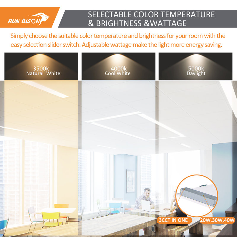 Dimmable White CCT and Wattage Selectable Integrated LED Back-Lit Flat Panel Light