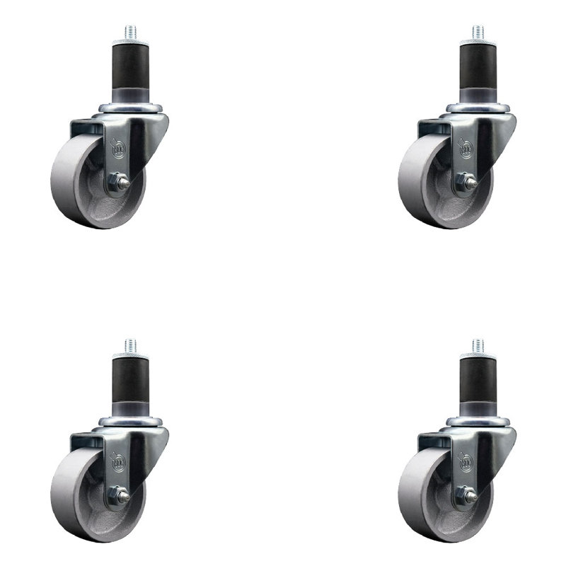 Ensemble de roulettes extensibles pivotantes à roue en acier de 1 pouce 5/8 pouces 3 pouces SCC
