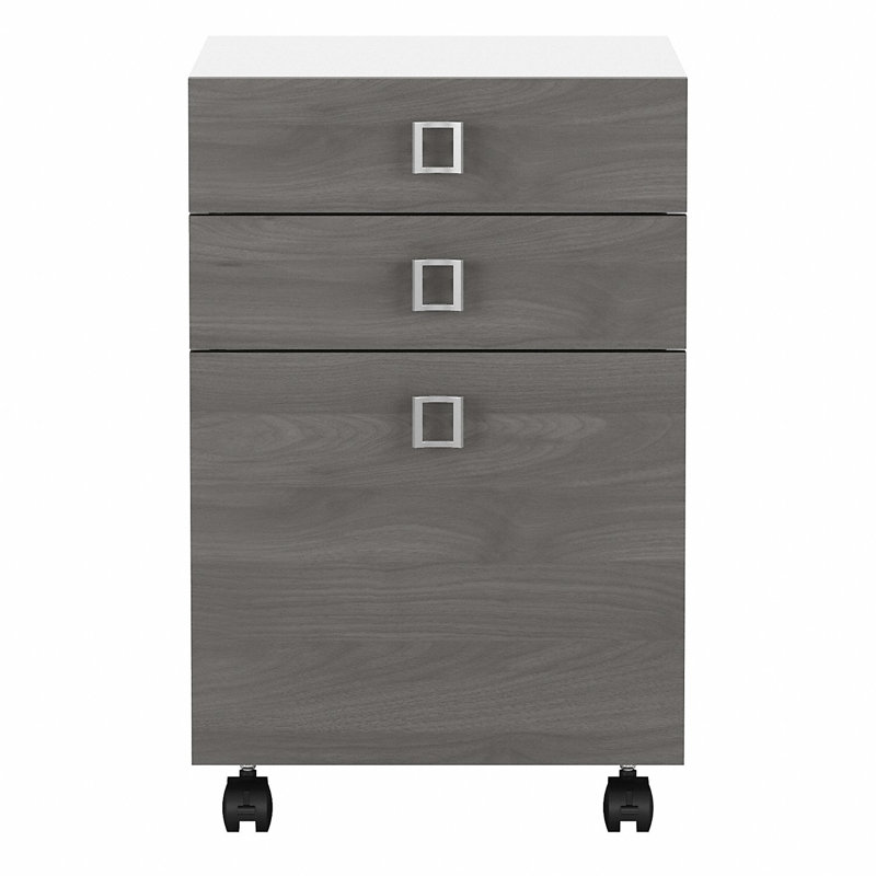 Echo 16" Wide 3 -Drawer Mobile File Cabinet, Pure White/Modern Gray