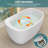 47" W X 31.5'' D Freestanding Acrylic Bathtub Double Slipper Small Soaking Tub Stand Alone Oval Bathroom Tub with Built-in Seat-114138834