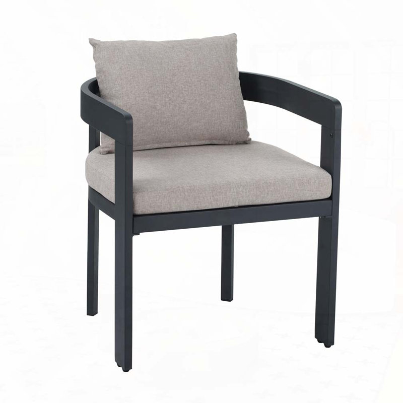 Patio Outdoor Aluminum Dining chair, Beige, Black