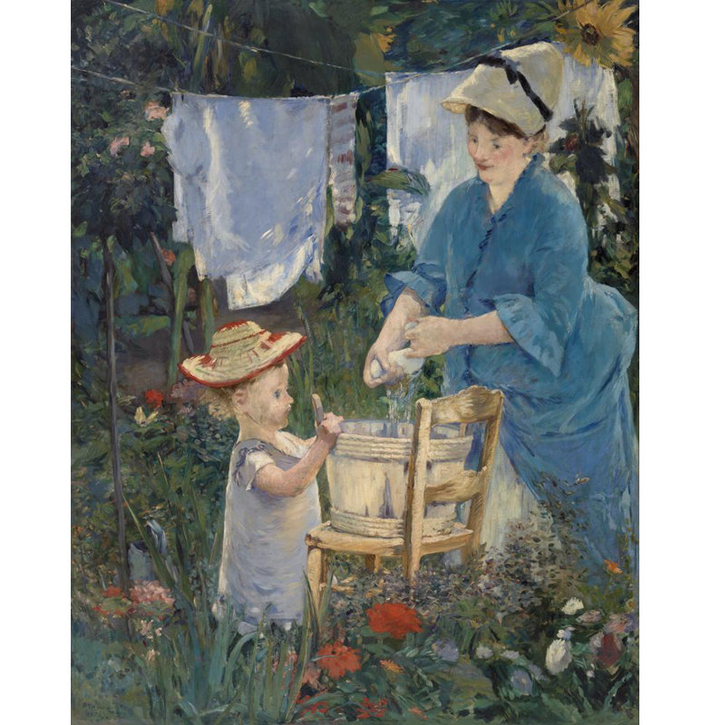"Blanchisserie" par Édouard Manet - Toile tendue avec châssis, H 48 po x l 33 po