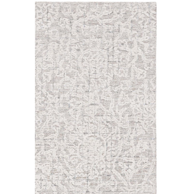 Floral Hand Tufted Wool/Viscose/Cotton Floral Rug in Ivory/Beige, Rectangle 8' x 10'
