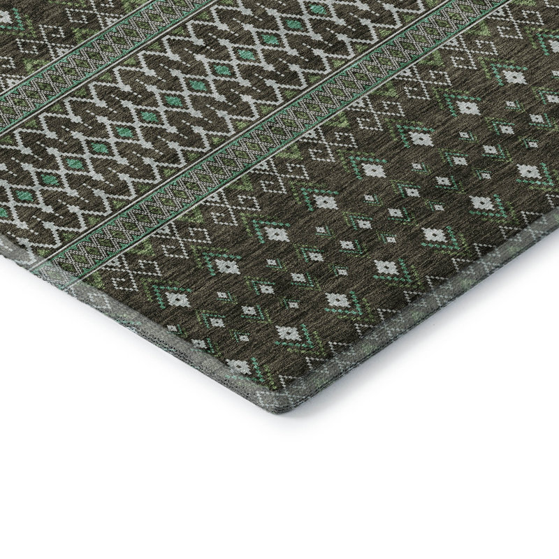Premium Machine Washable Prisco Brown Rug, Rectangle 10' x 14'