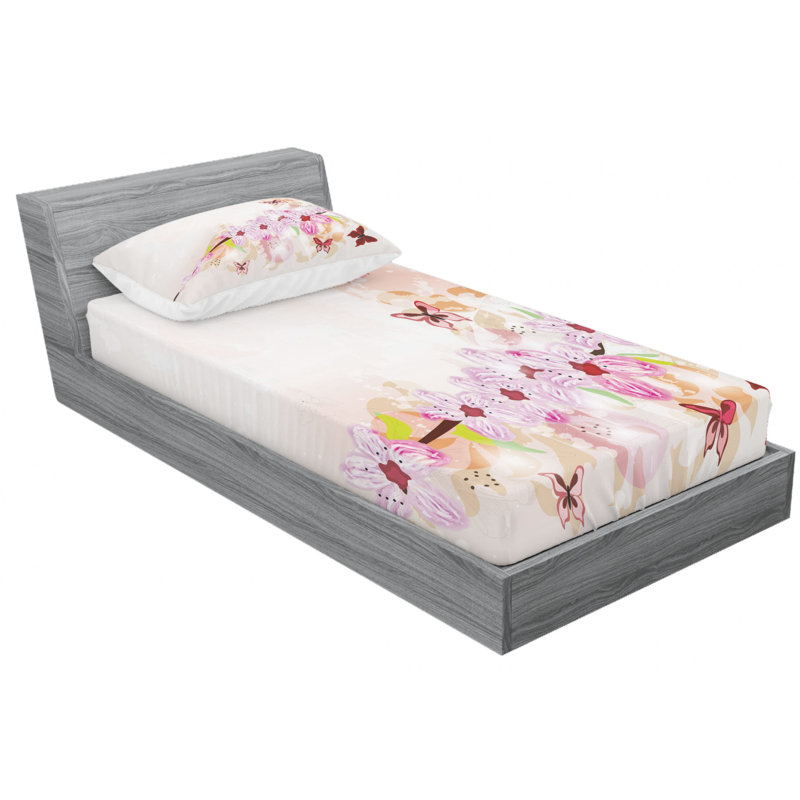 Microfiber Floral Sheet Set, Twin Sheet Set with Fitted Sheet