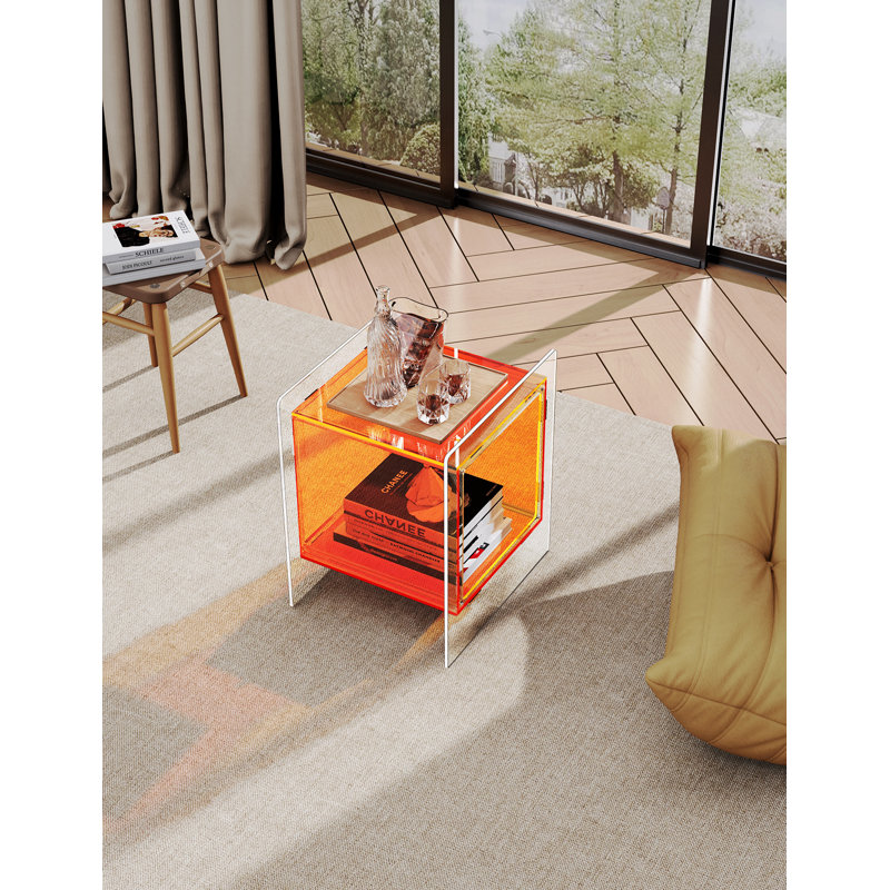 Samuelsson Acrylic Side Table, Nightstand Bedside Table, Orange