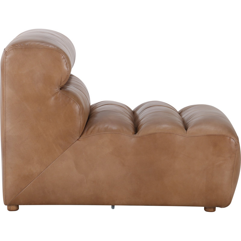Ramsay Tufted Slipper Chair, Brown Top Grain Leather