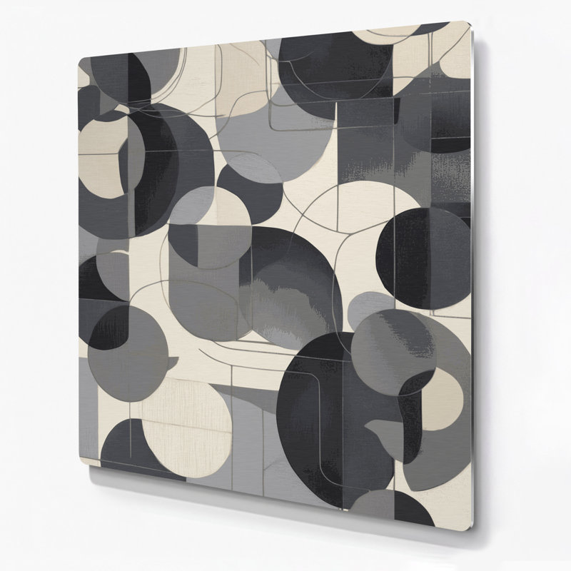 Art abstrait en métal gris, formes abstraites 2, H 8 po x l 8 po