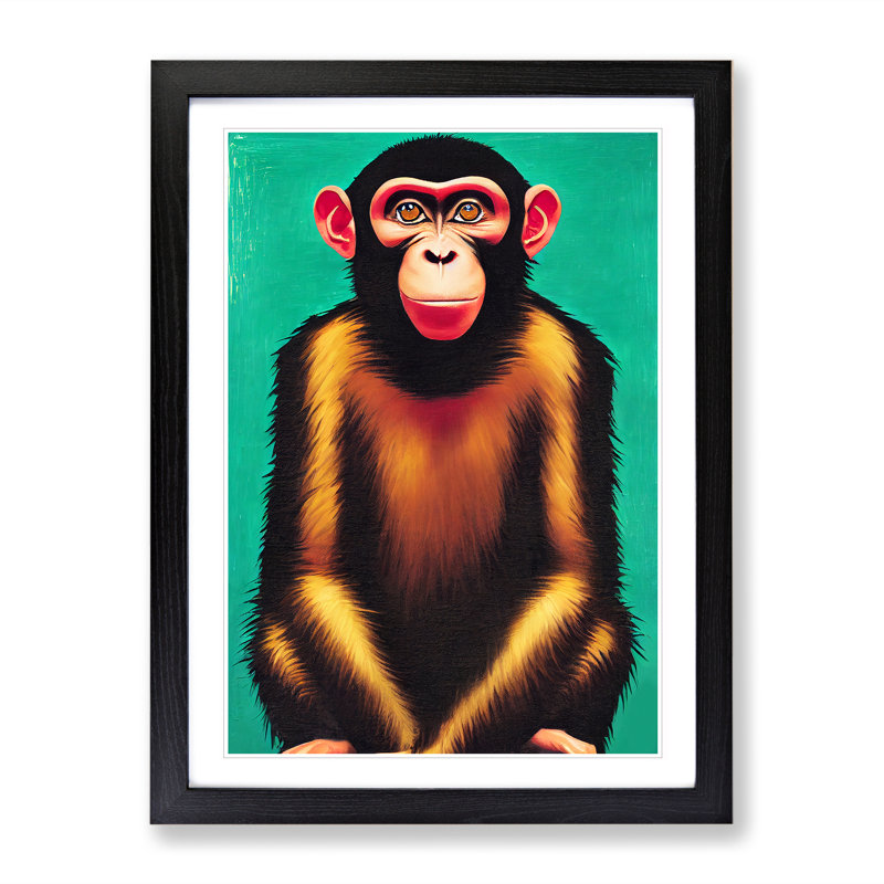 The Wonderful Monkey - Framed Print, Black, 46cm H x 34cm W x 2cm D