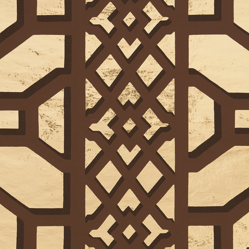 Zanzibar Trellis Mylar Wallpaper, Gold Mylar